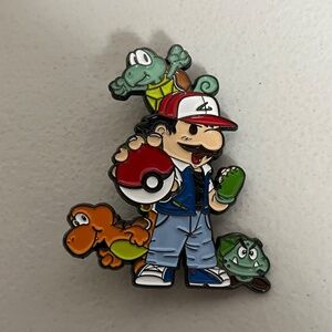 Pokemon Ash Mario Mashup Pin Brooch Pins Streetwear Hats Hat Bag New